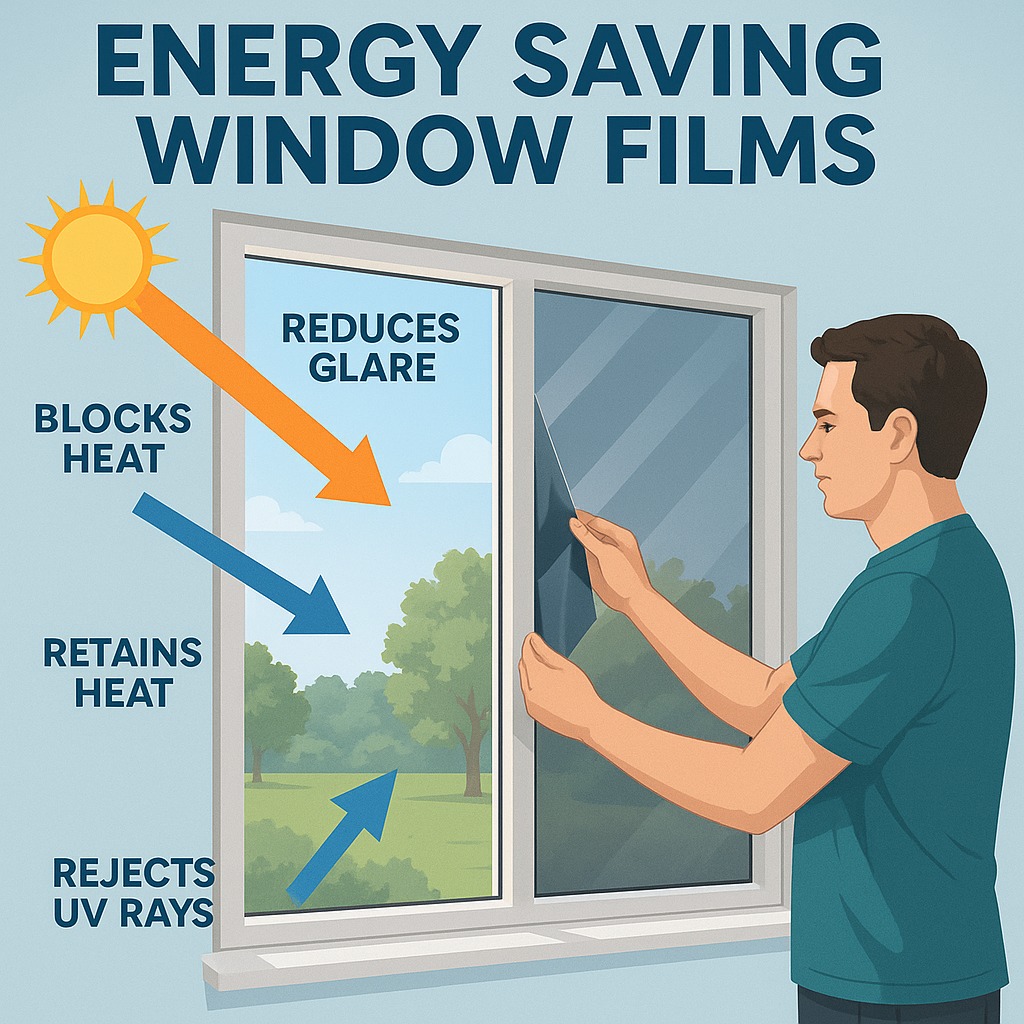 Stylish interior glass partition featuring frosted decorative film with geometric patterns, enhancing privacy and design in a modern office or home setting